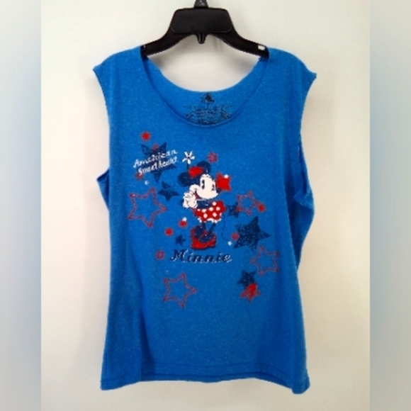 Disney Store Vintage Style Minnie Mouse Cotton Blend Blue Tee T-Shirt - Picture 1 of 6